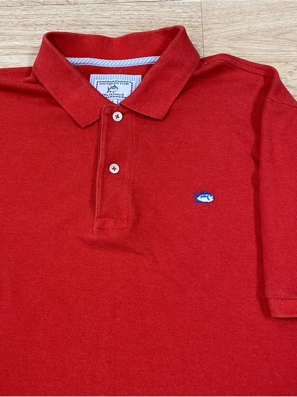 Southern Tide Skipjack Polo Men’s L Spiced Coral Performance Short Sleeve Shirt